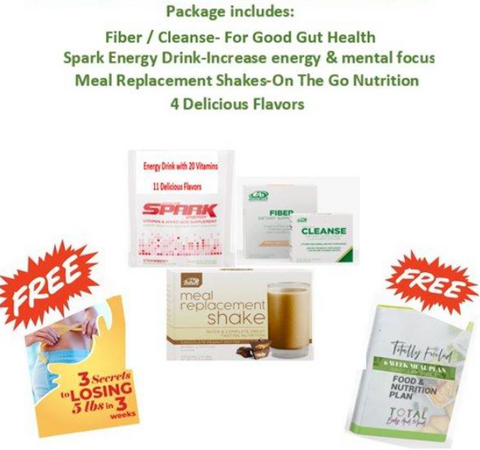 Detox & Reboot Package One-10 Day Cleanse, Spark 14 serving, Meal Replacement Shakes, 6 week Meal/Menu  guide, E-Book, Cook Book
